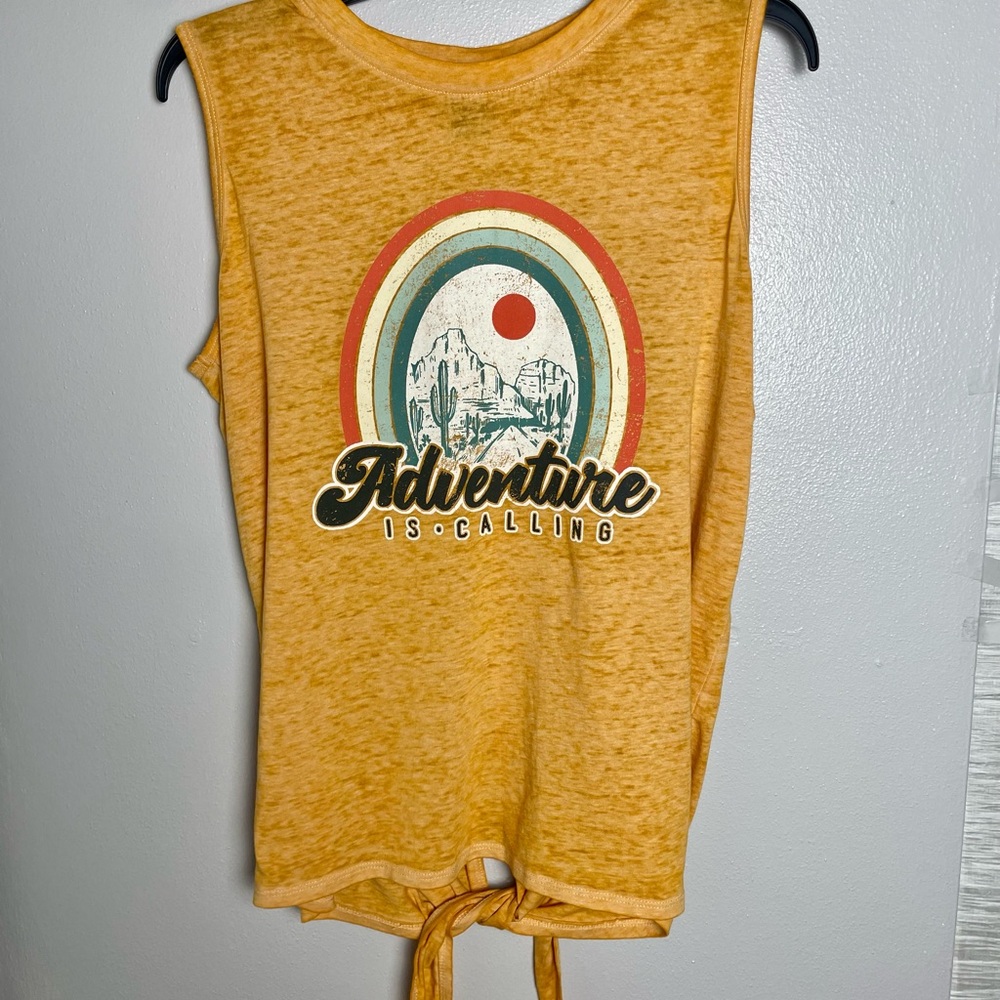 Adventure Is Calling Yellow Tank Top